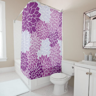 Rideaux De Douche Fleurs Dahlia, Motif De Fleurs, Dahlia Violet