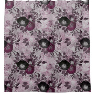 Rideaux De Douche Fleurs d'aquarelle bordeaux.