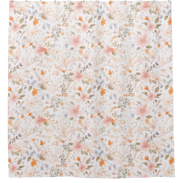 Rideaux De Douche Fleurs d'aquarelle pastel d'été (Devant)