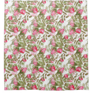 Rideaux De Douche Fleurs d'aquarelle rose rose roses fleuris