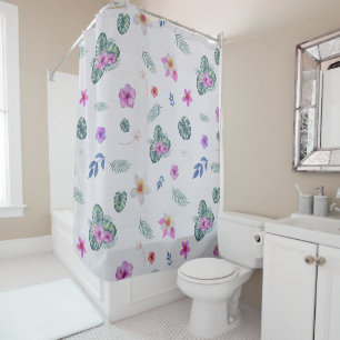 Rideaux De Douche Fleurs d'aquarelle tropicale légère Botanique