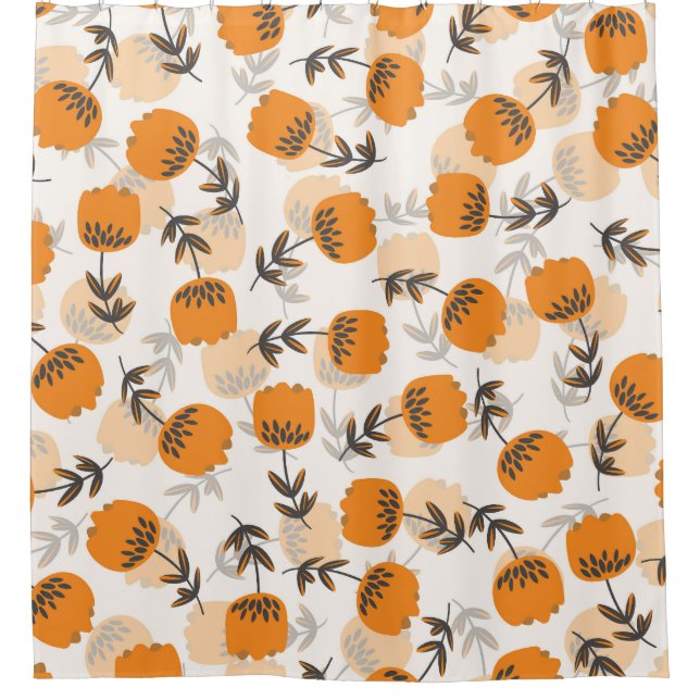 Rideaux De Douche Fleurs d'art populaire style scandinave (Devant)