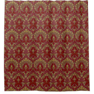 Rideaux De Douche Fleurs d'Automne Vintage Rouge Or William Morris