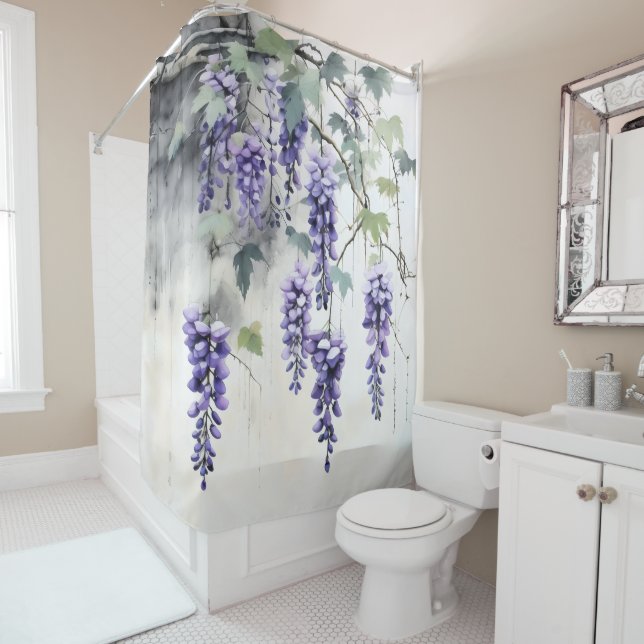 Rideaux De Douche Fleurs de bactéries Nature (En situation)