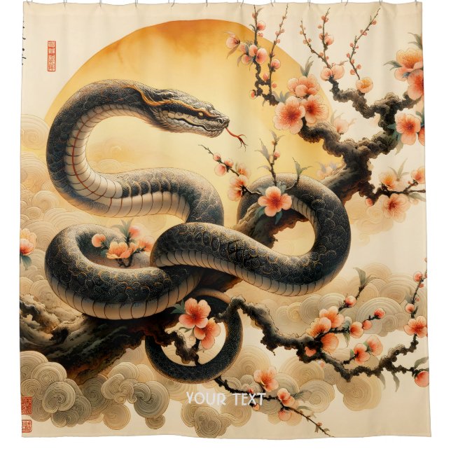 Rideaux De Douche Fleurs de branches de serpent mûr Imaginaire (Devant)