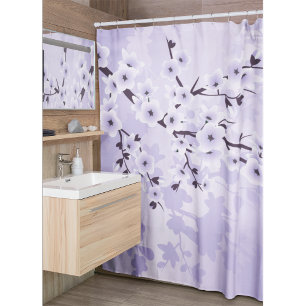Rideaux De Douche Fleurs de cerises florales Pourpre classique