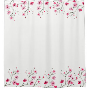 Rideaux De Douche Fleurs de cerisier faites sur commande d'aquarelle