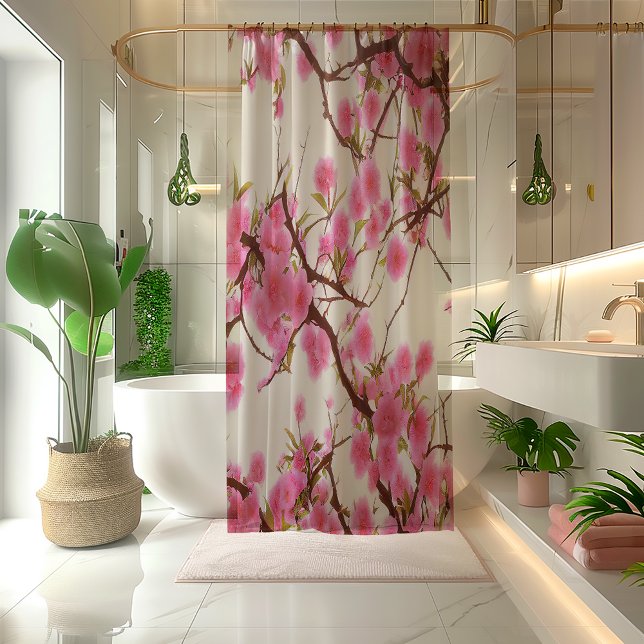 Rideaux De Douche Fleurs de cerisiers roses classiques (Stunning Pink Cherry Blossoms Shower Curtain)