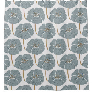 Rideaux De Douche Fleurs de Géranium Bleu Motif romantique.