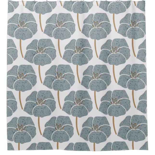 Rideaux De Douche Fleurs de Géranium Bleu Motif romantique. (Devant)