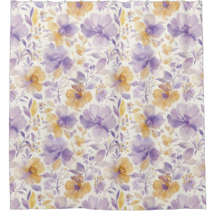 Rideaux De Douche Fleurs de Gold Classiques Fleuris Violet