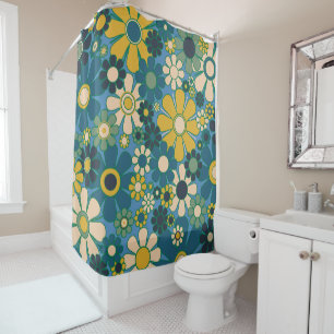 Rideaux De Douche Fleurs de Jardin Rétro 60s les années 70 esthétiqu