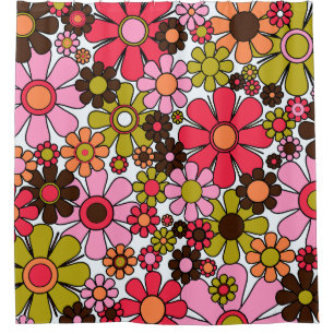 Rideaux De Douche Fleurs de Jardin Rétro Super 60s les années 70 mot