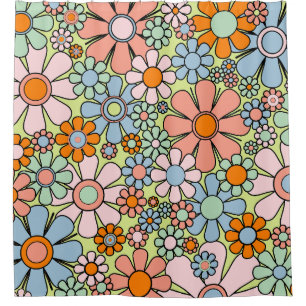Rideaux De Douche Fleurs de Jardin Retro Super 60s les années 70 Spr
