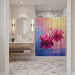 Rideaux De Douche Fleurs de Lotus Abstraites colorées