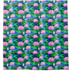 Rideaux De Douche Fleurs de Lotus roses sur un étang