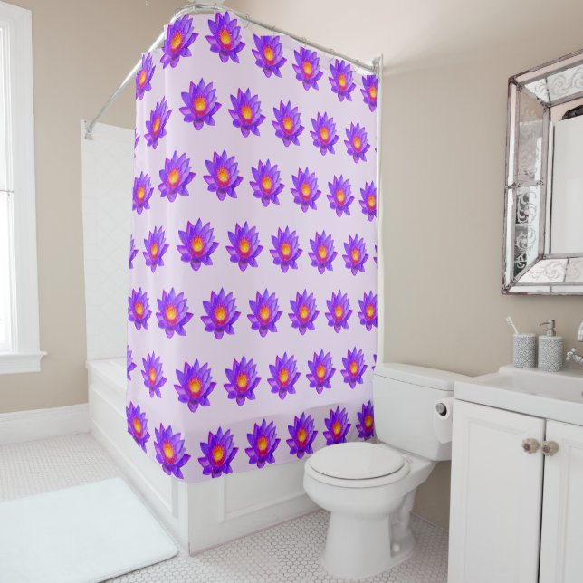Rideaux De Douche Fleurs de lotus violettes (En situation)