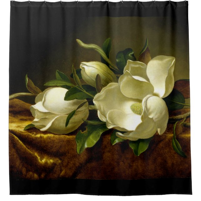 Rideaux De Douche Fleurs de Magnolia de Heade sur velours d'or (Devant)
