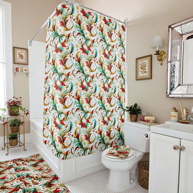 Rideaux De Douche Fleurs de Noël tourbillonnantes (Créateur téléchargé)