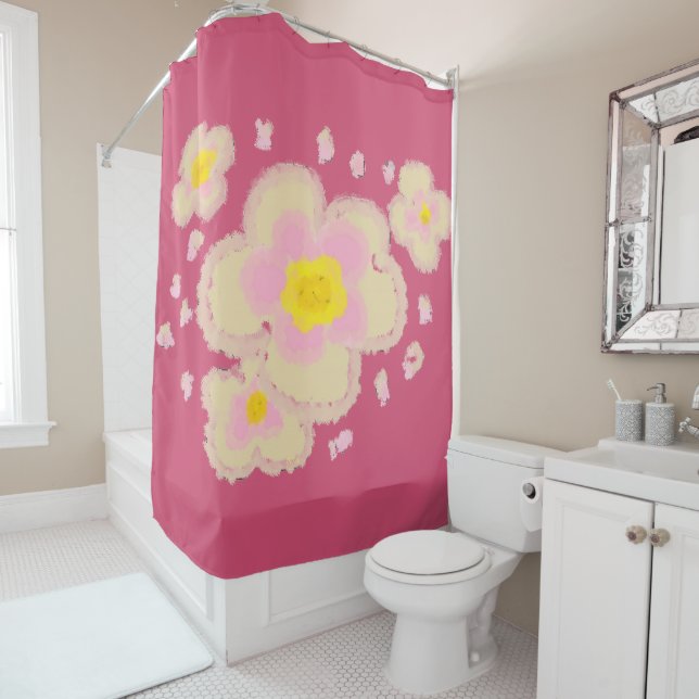 Rideaux De Douche Fleurs de printemps (En situation)