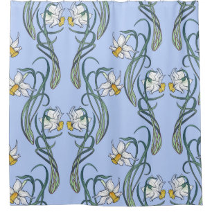 Rideaux De Douche Fleurs de printemps. Fleurs de jonquille entrelacé