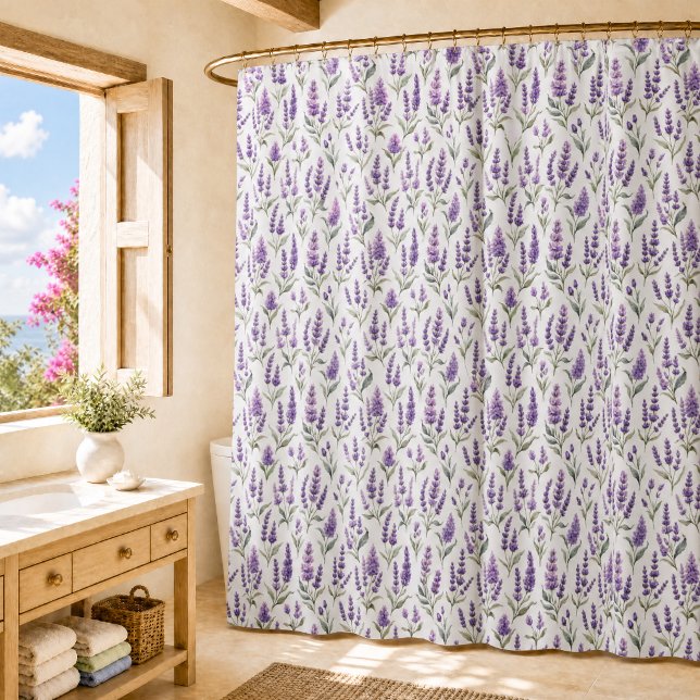Rideaux De Douche Fleurs de Sauge Violette Lavande Verte (Créateur téléchargé)