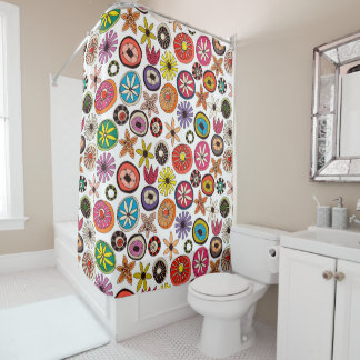 Rideaux De Douche fleurs d'été multi blanc