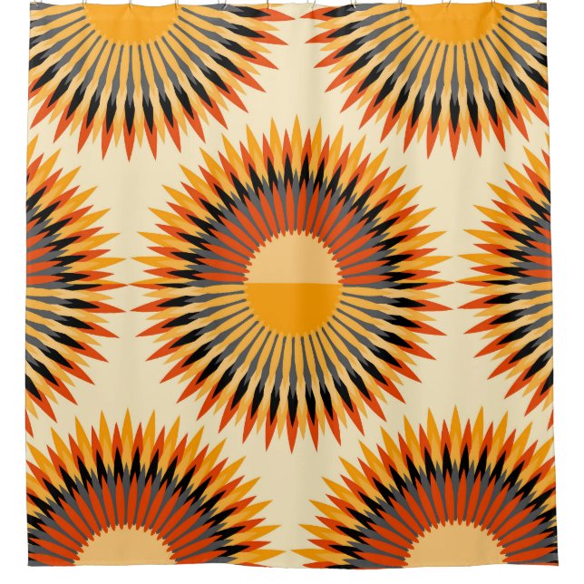 Rideaux De Douche Fleurs d'ivoire orange Étoiles Motif (Devant)
