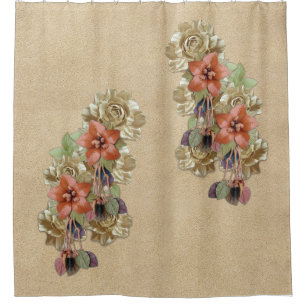 Rideaux De Douche Fleurs en cuir et daim Texture Art