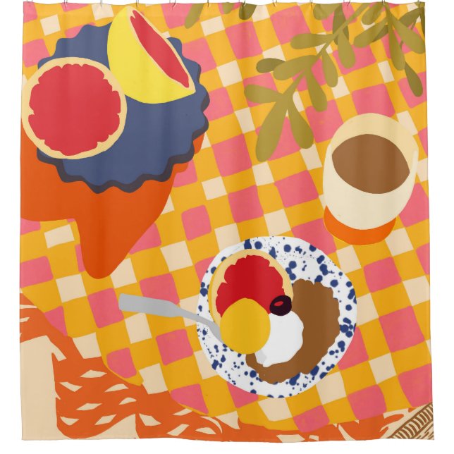 Rideaux De Douche Fleurs et Brunch (Devant)