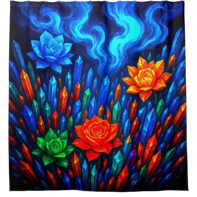 Rideaux De Douche Fleurs et cristaux (Devant)