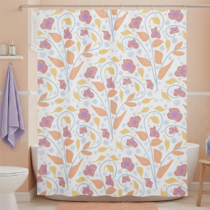 Rideaux De Douche Fleurs et feuilles peintes au pastel