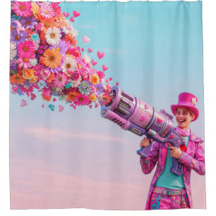 Rideaux De Douche Fleurs et jeu d'amour