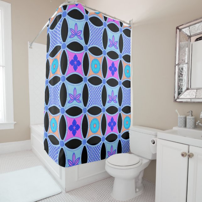 Rideaux De Douche Fleurs et Motifs (En situation)