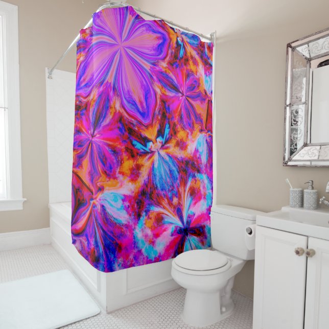 Rideaux De Douche Fleurs et papillons en Abstrait (En situation)