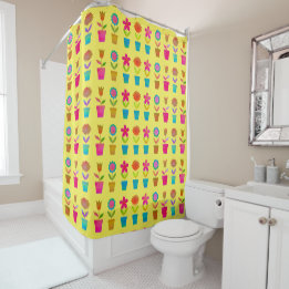 Rideaux De Douche Fleurs et pots par une journée ensoleillée