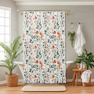 Rideaux De Douche Fleurs feuilles Buds Berries Motif