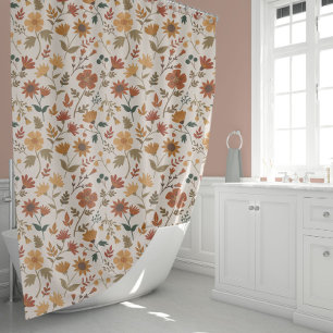 Rideaux De Douche Fleurs Filles Modernes Et Rouille Motif Feuille Or