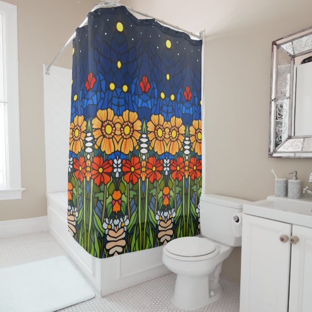 Rideaux De Douche Fleurs Floral Nature Love 16 b (En situation)