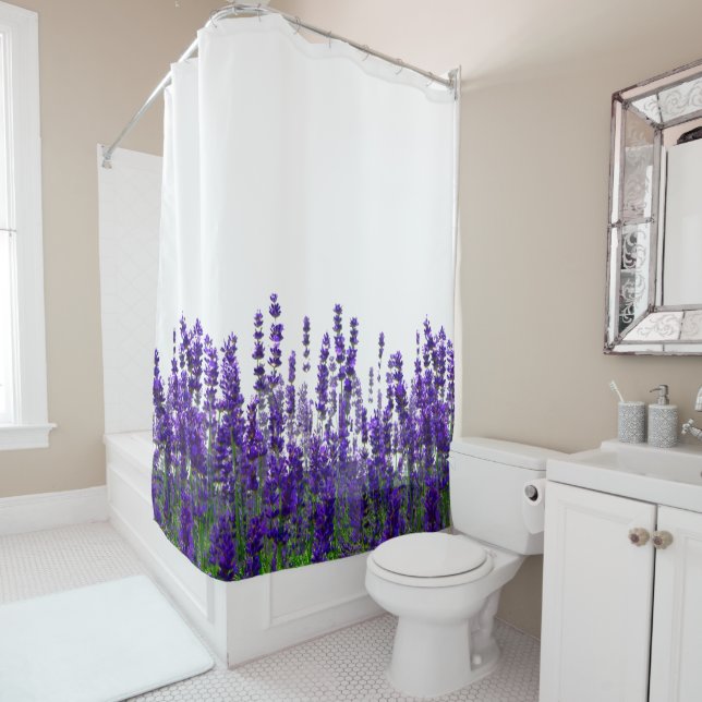 Rideaux De Douche Fleurs florales de lavande (En situation)