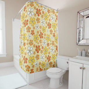 Rideaux De Douche Fleurs florales jaunes et orange fantaisistes