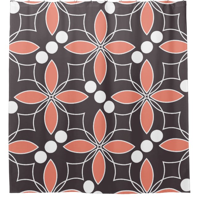 Rideaux De Douche Fleurs géométriques, motif artistique vintage. (Devant)