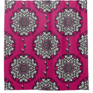 Rideaux De Douche Fleurs Graphiques Florales rose sans joint
