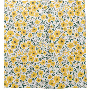 Rideaux De Douche Fleurs jaunes : moderne floral sans soudure.