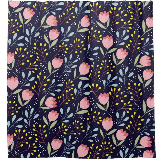 Rideaux De Douche Fleurs mignonnes sans couture motif (Devant)