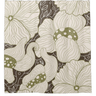 Rideaux De Douche Fleurs monochromes encadrent fleur élégante stylis