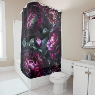 Rideaux De Douche Fleurs noires audacieuses et lunatiques Jardin flo