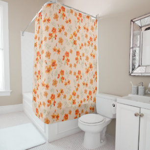 Rideaux De Douche Fleurs orange avec Feuilles verts
