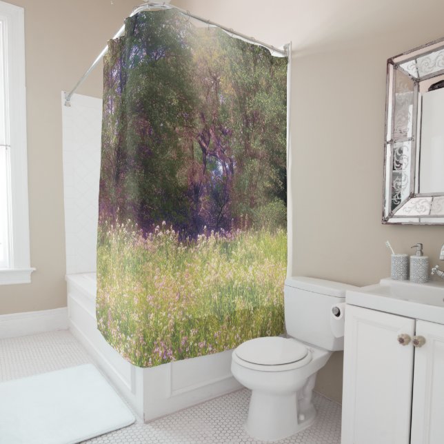 Rideaux De Douche Fleurs printanières rustiques Forêt enchantée des  (En situation)