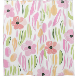 Rideaux De Douche Fleurs Rétro Pastel (5)